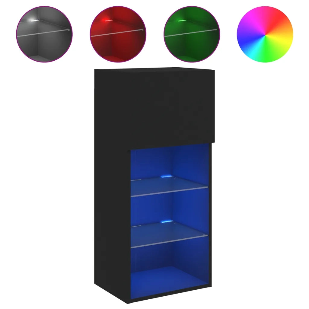 Mobile TV con Luci LED Nero 40,5x30x90 cm 837045