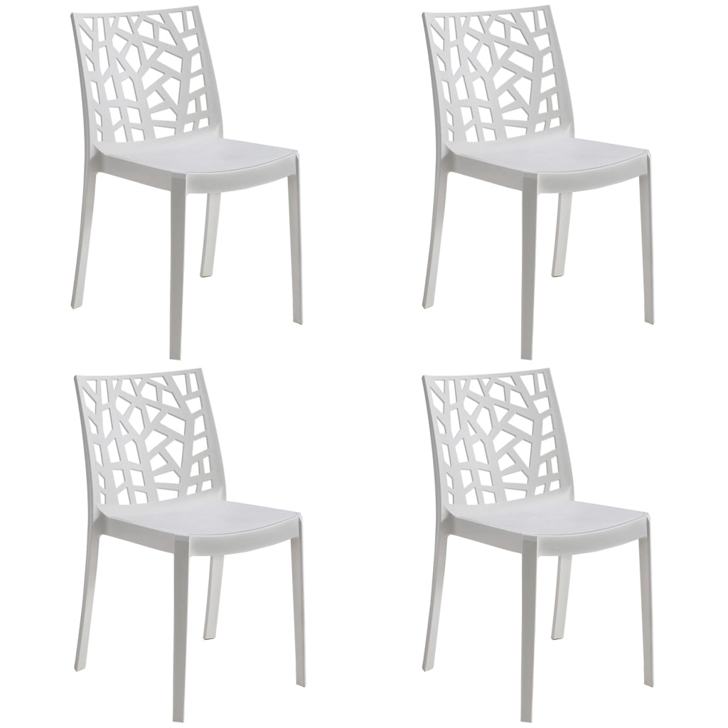 Sedia In Polipropilene Da Interno Esterno Giardino Impilabile Design Sedie Resistenti Moderne Per Terrazz Bianco/4 Sedie