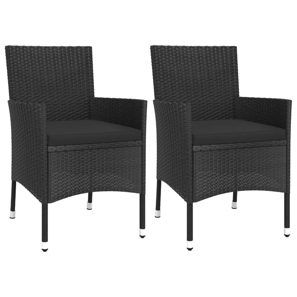 Set Bistr¨° da Giardino 3 pz | Set Salotto da Giardino con Cuscini in Polyrattan Nero