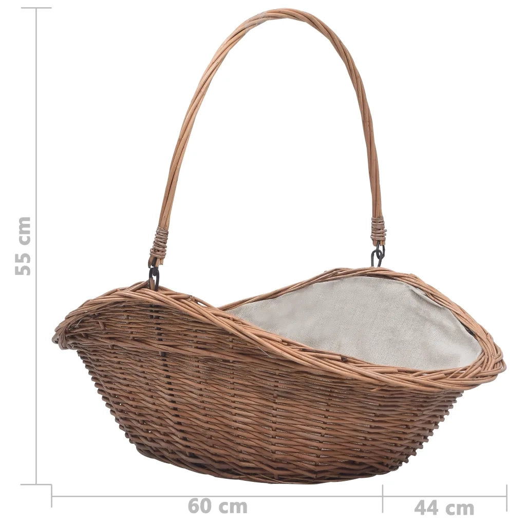 Cesta Legna da Ardere con Manico-Cestino per Legna 60x44x55 cm Naturale in Salice