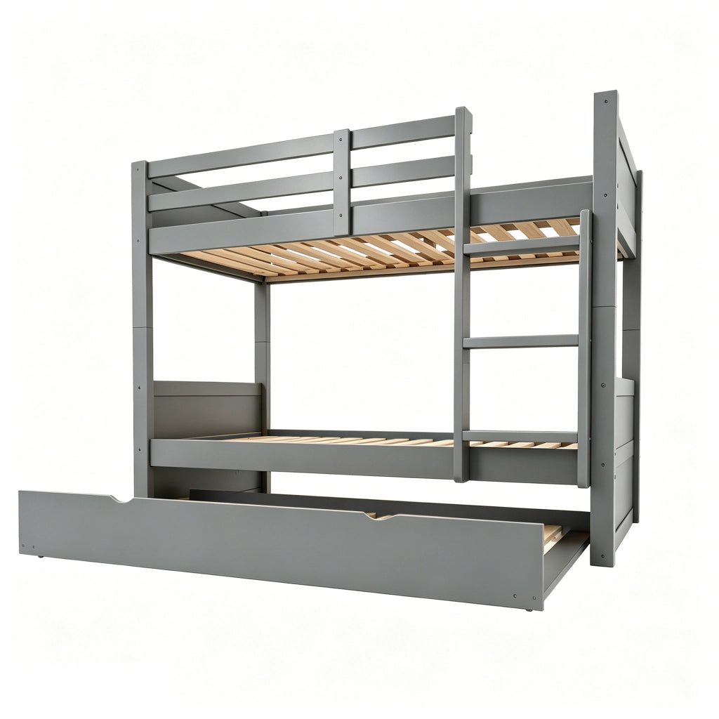LETTO A CASTELLO 90x200 cm CON RETRATTILE IN LEGNO GRIGIO