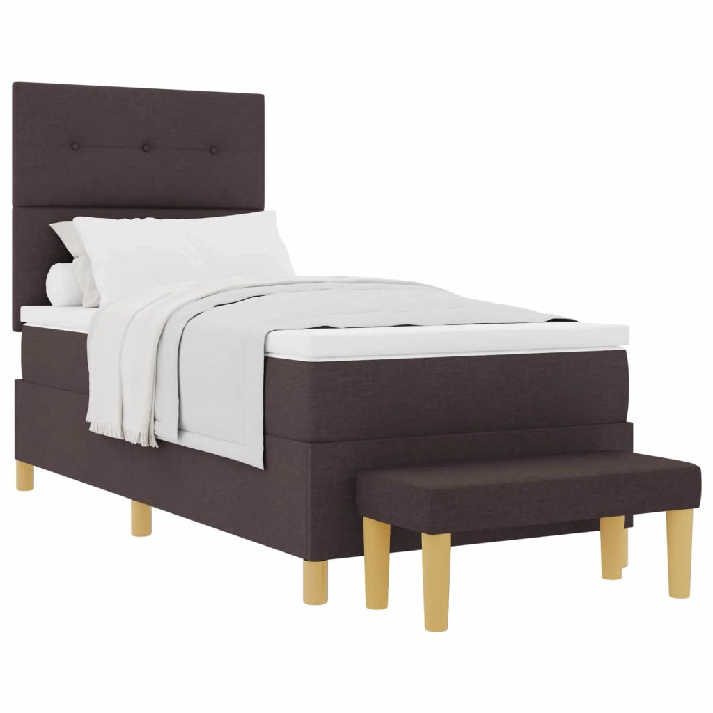 Letto a molle con materasso Marrone scuro 80 x 200 cm Tessuto