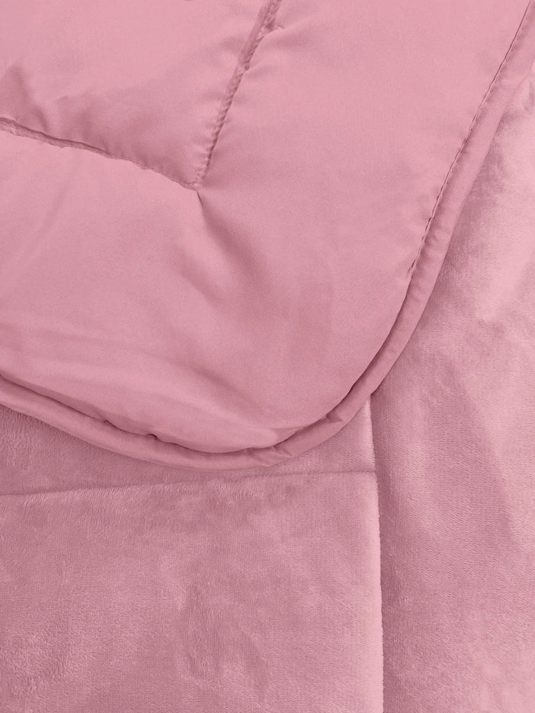 Trapunta Piumone Invernale In Tessuto Flanellato Effetto Velluto 550 Gr-Mq Rosa - Piazza e mezza
