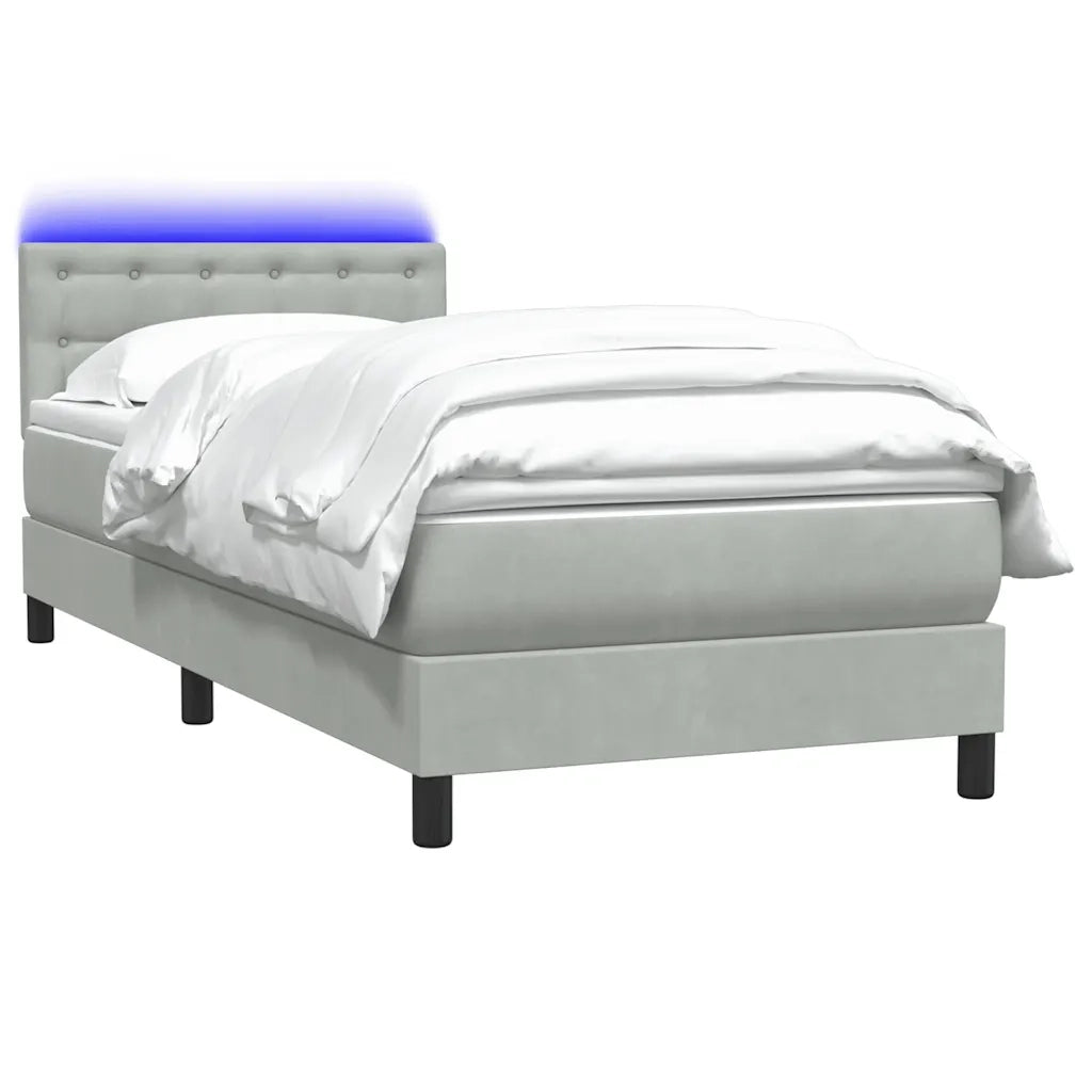 vidaXL Giroletto a Molle con Materasso Grigio Chiaro 80x220 cm Velluto