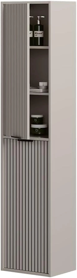 Armadio per il bagno Ruford, Cachemire, 40 x 176 cm con 2 porte, adatto per la conservazione salvaspazio di accessori da bagno