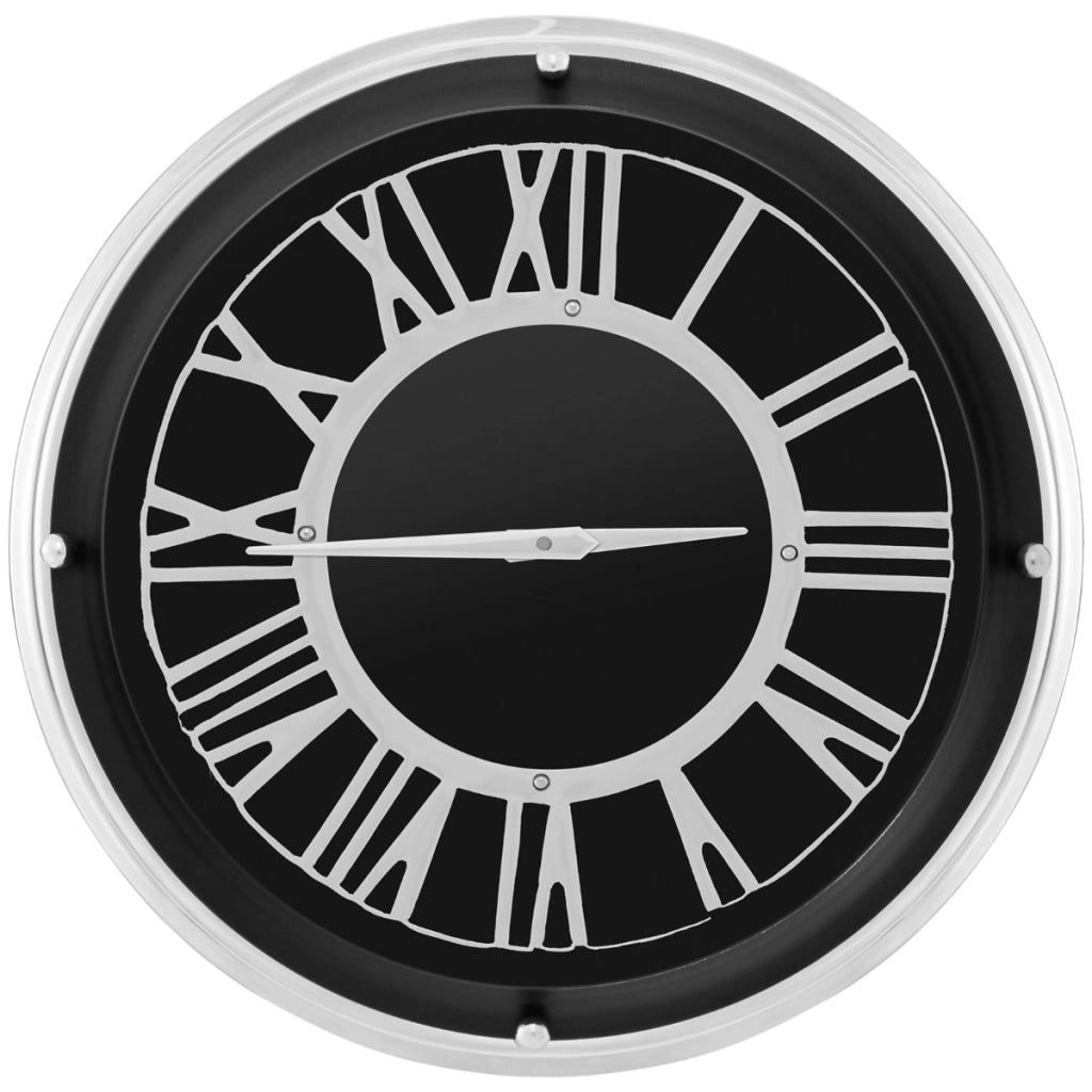 Orologio da parete silenzioso con numeri romani copertura in vetro, Orologio da muro senza ticchettio da 45cm-Decorazioni casa