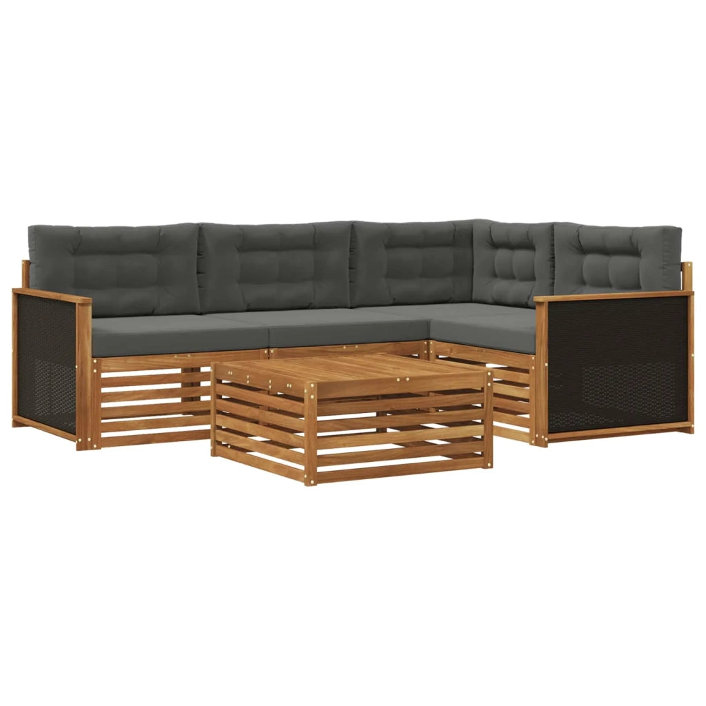 Set di divani da esterno 5 pz Naturale e Antracite Poliestere 3383315