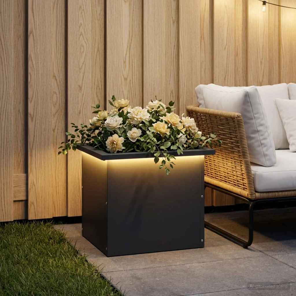 Fioriera da giardino con LED Antracite 30 x 40 x 30 cm Acciaio 8008074