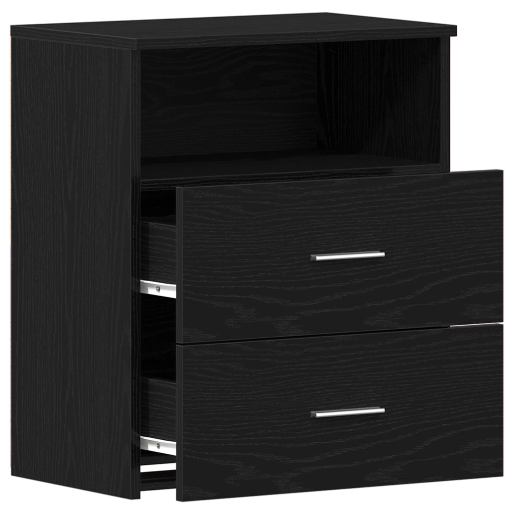 Comodini 2 pz Nero Rovere 50x32x60cm Legno ingegnerizzato