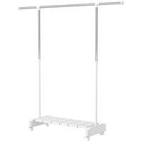 Stendibiancheria Estensibile con Ruote Acciaio Inox e Ripiano Porta Scarpe Bianco