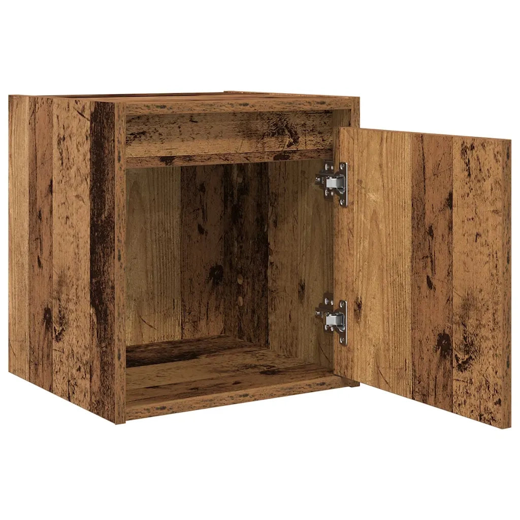 Comodino a Muro-Tavolino da notte sospeso Legno Antico 38x34x40 cm 474867
