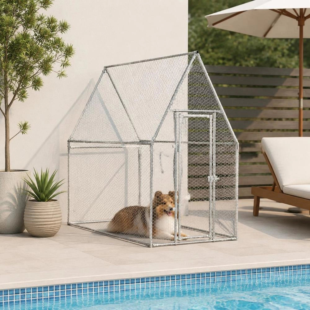 Chicken Cage, Silver, 200x100x190 Cm, Galvanized Steel
