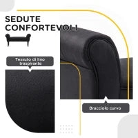 Panca Fondo Letto Imbottita con Braccioli Arrotolati, 102x35x51cm, Nero