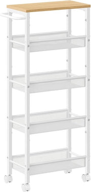 Carrello a 5 livelli - Carrello a ruote - Vettura degli attrezzi - Scatola e acciaio - 22 cm x 45,4 cm x 99,6 cm - Bianco echen - 4,5 kg - Capacità 25 kg