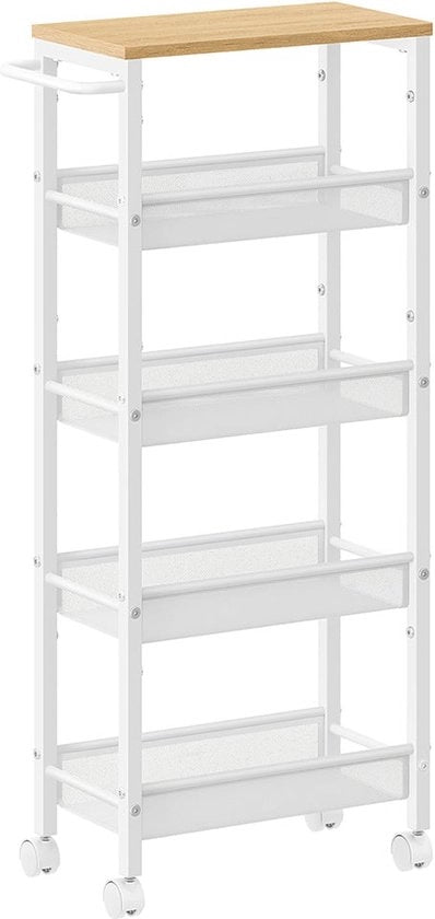 Carrello a 5 livelli - Carrello a ruote - Vettura degli attrezzi - Scatola e acciaio - 22 cm x 45,4 cm x 99,6 cm - Bianco echen - 4,5 kg - Capacità 25 kg