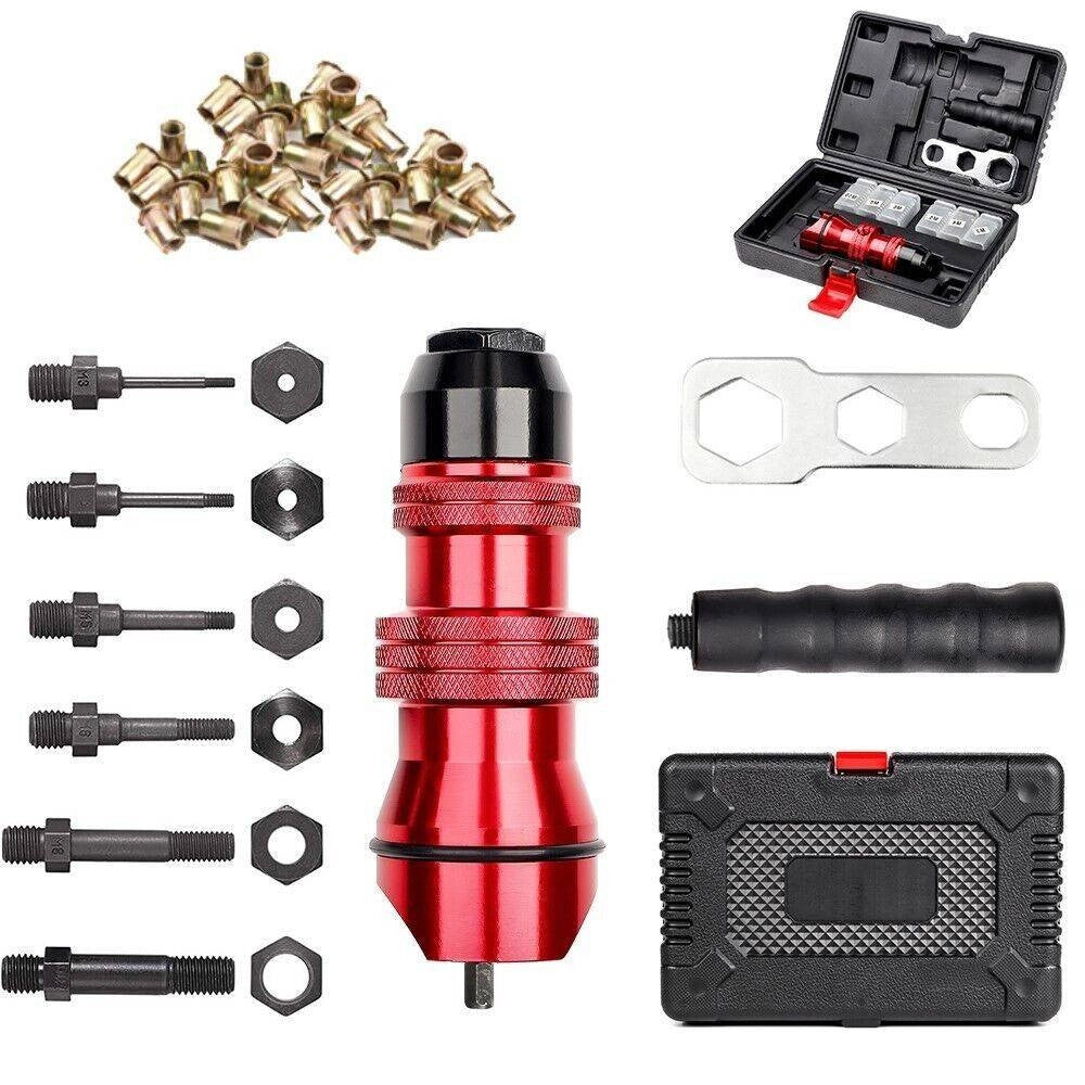 Trade Shop - Kit Conversione Da Trapano A Rivettatrice Inserti Rivetti Filettati M3-m10 07445 -
