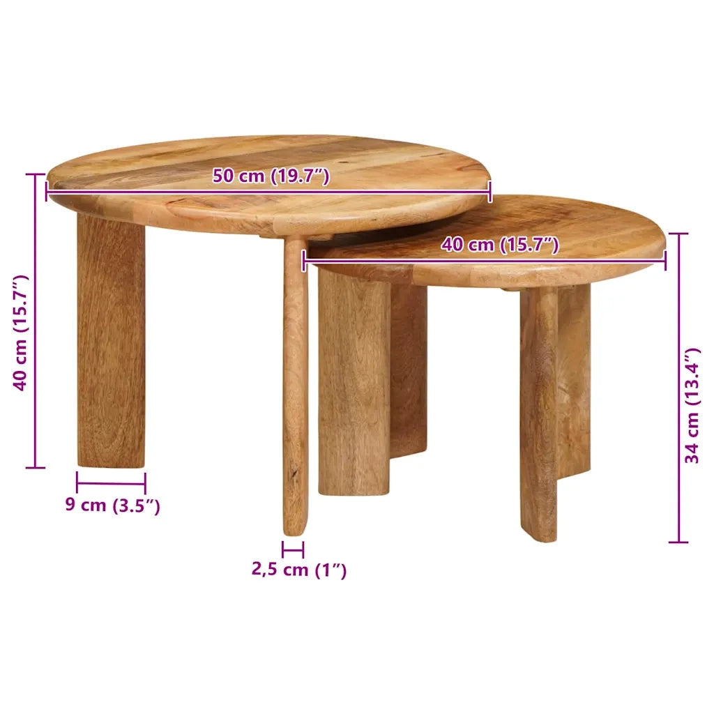 Tavoli da Caffè Nido 2 pcs Marrone Legno di mango massello
