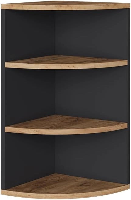 Libreria angolare da terra Ecki, Sonoma, 40 x 180 cm, per montaggio a parete con tre ripiani aperti