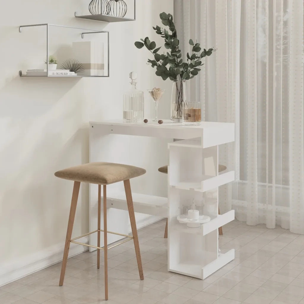 Tavolo da Bar con Ripiani Bianco Lucido 100x50x101,5 cm 809455