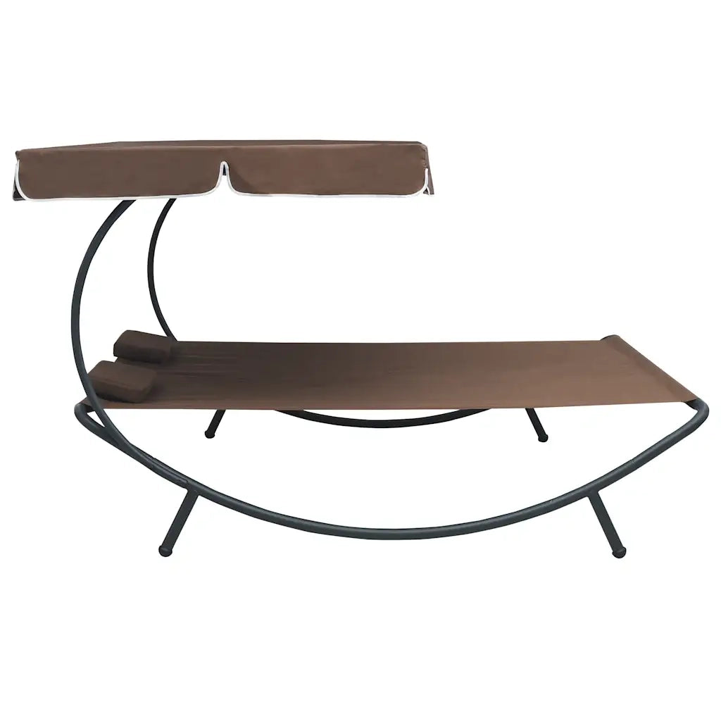 Lettino Prendisole con Baldacchino e Cuscini Marrone 48069