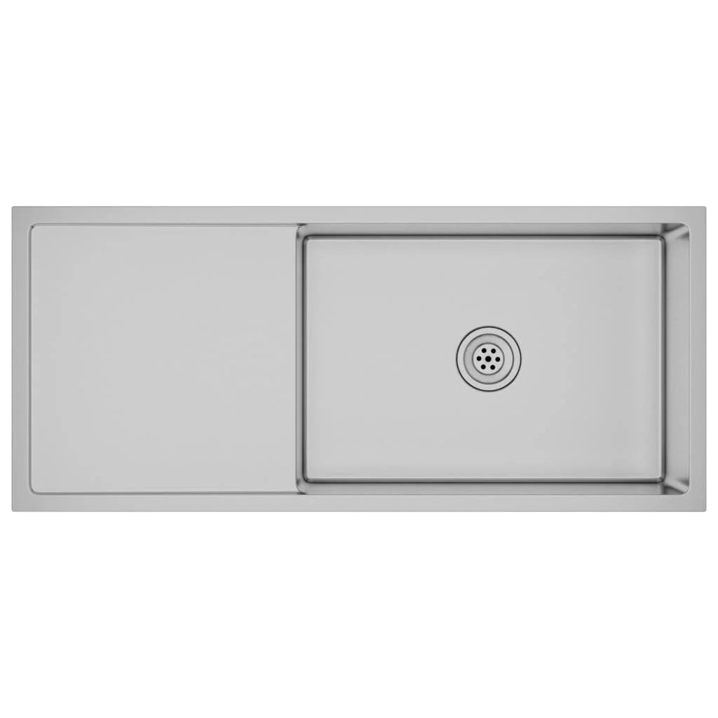 Lavello da cucina fatto a mano 100 x 44 cm acciaio inox argento 02_0002475