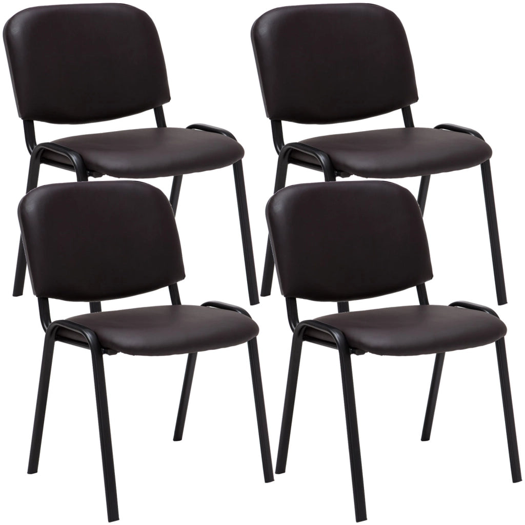 Set 4 Sedie Ufficio Ken Imbottite In Similpelle marrone