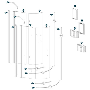 Box doccia semicircolare angolare ginestra 88-90x88-90xh 195 cristallo 8 mm