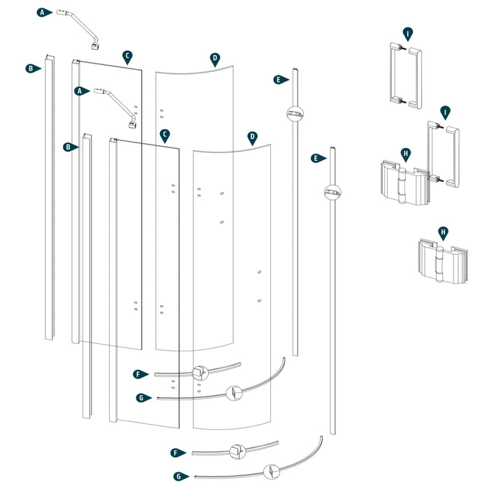Box doccia semicircolare angolare ginestra 88-90x88-90xh 195 cristallo 8 mm