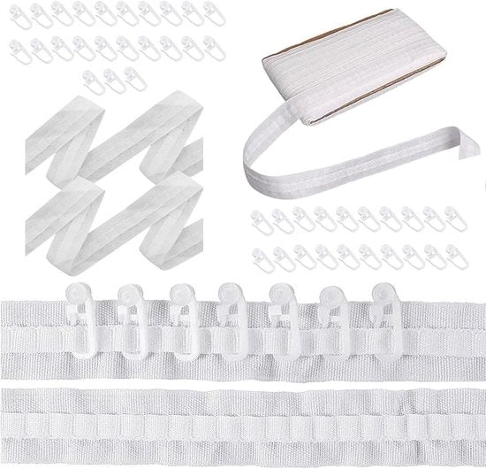 Gordijnband con fodera rimovibile per tende e porte - Bianco - 30m x 25cm