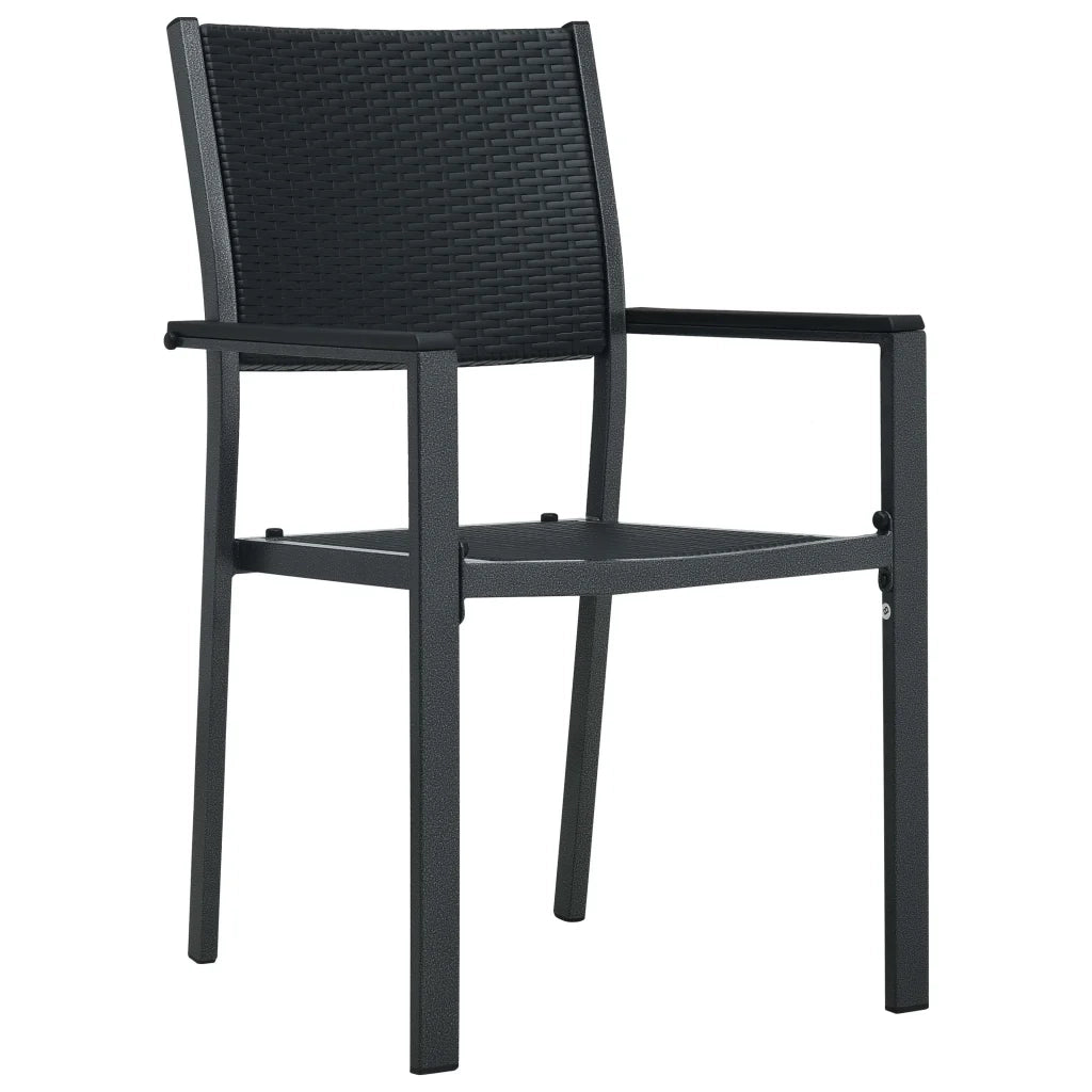 Sedie da Giardino 2 pz | Sedie da Esterno Nere in Plastica Stile Rattan