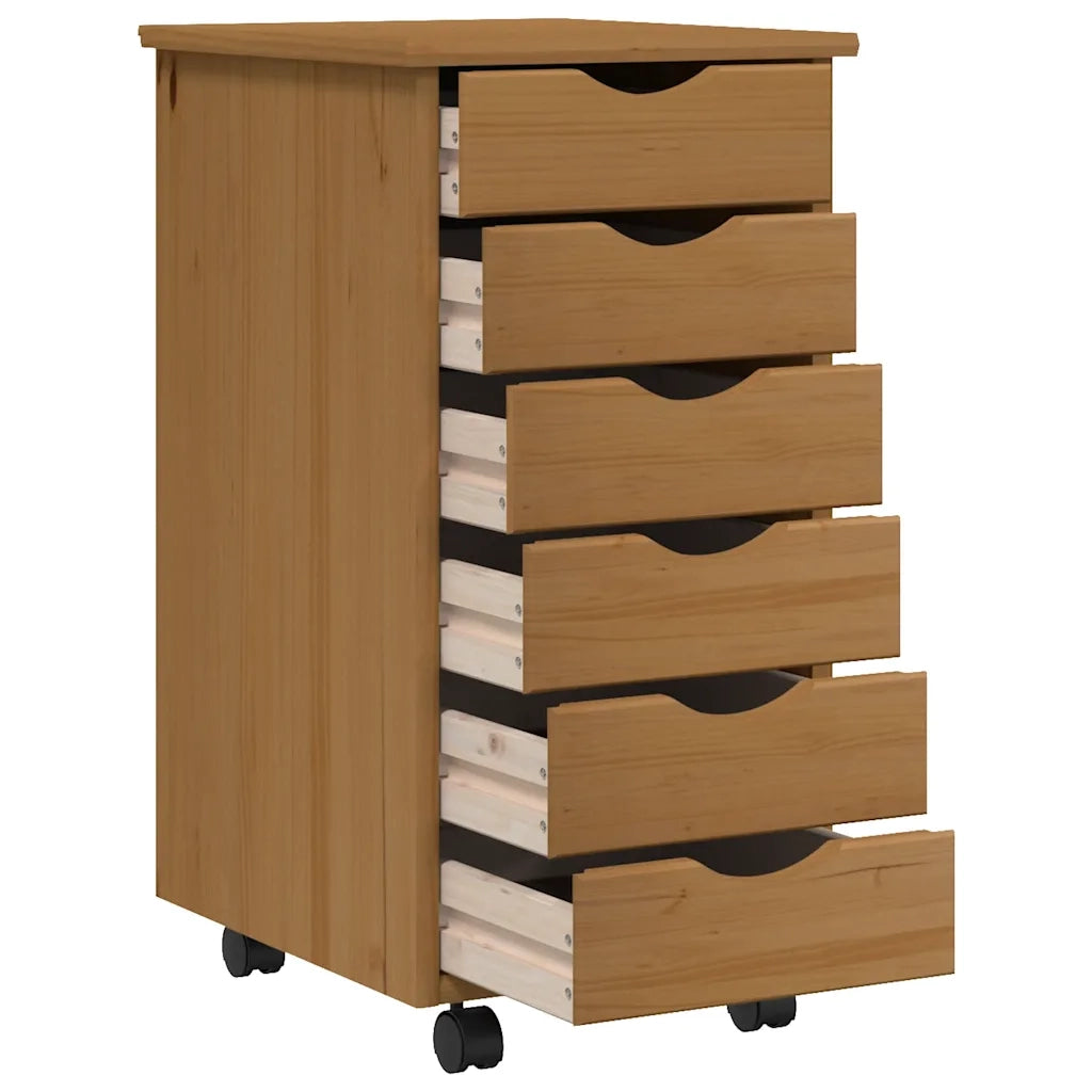 Carrello portaoggetti con cassetti 34 x 39 x 65,5 cm pratico spazio contenitivo mobile moderno in legno di pino color miele 02_0047156