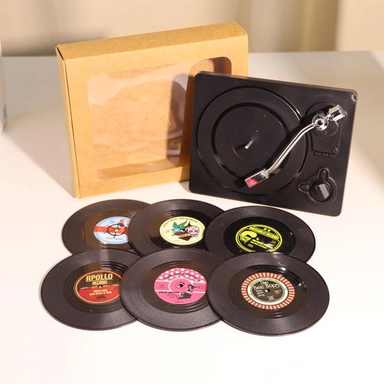 Set di 6 Sottopiani per Disco da 10,5 cm con Base Antiscivolo, adatto per il Posizionamento di Caffè e Bevande, adatto per Bar, Ristoranti, Case, Feste e Uffici
