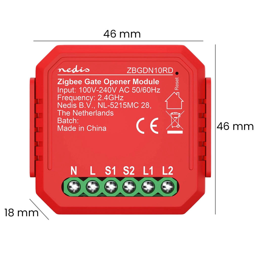 Interruttore Connesso Zigbee 3.0 2.5W per Apriporta da Garage Rosso Nedis