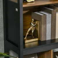 Mobile Libreria  4 Livelli Aperti con Armadietto, in Truciolato e MDF, 76.5x30x150 cm, Marrone e Nero