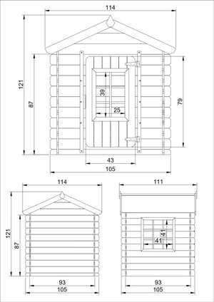 Casetta per Bambini - L111xL113xA121cm/0,9 m2 - Timbela M570R-1 (tetto rosso)