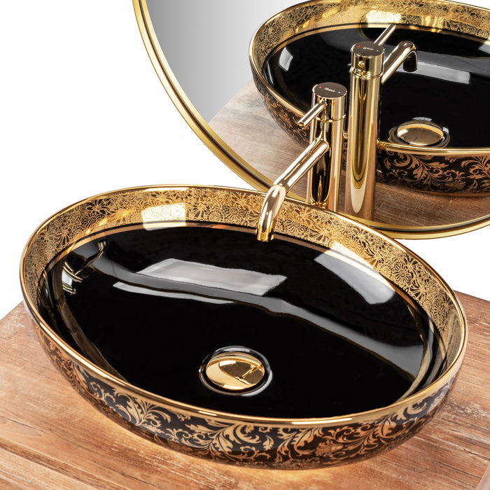 Lavabo Da Appoggio Rea Margot Black / Gold