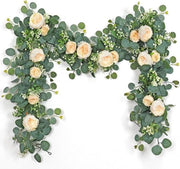 Slinga di fiori di eucalipto con rose - Vaso di vite con foglie di eucalipto verde - Decorazione da tavola per matrimoni - Fondale per sala da ballo