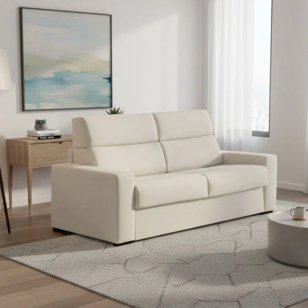Quindici, Divano Letto 3 Posti Sfoderabile Made in Italy, 220x95 cm Beige