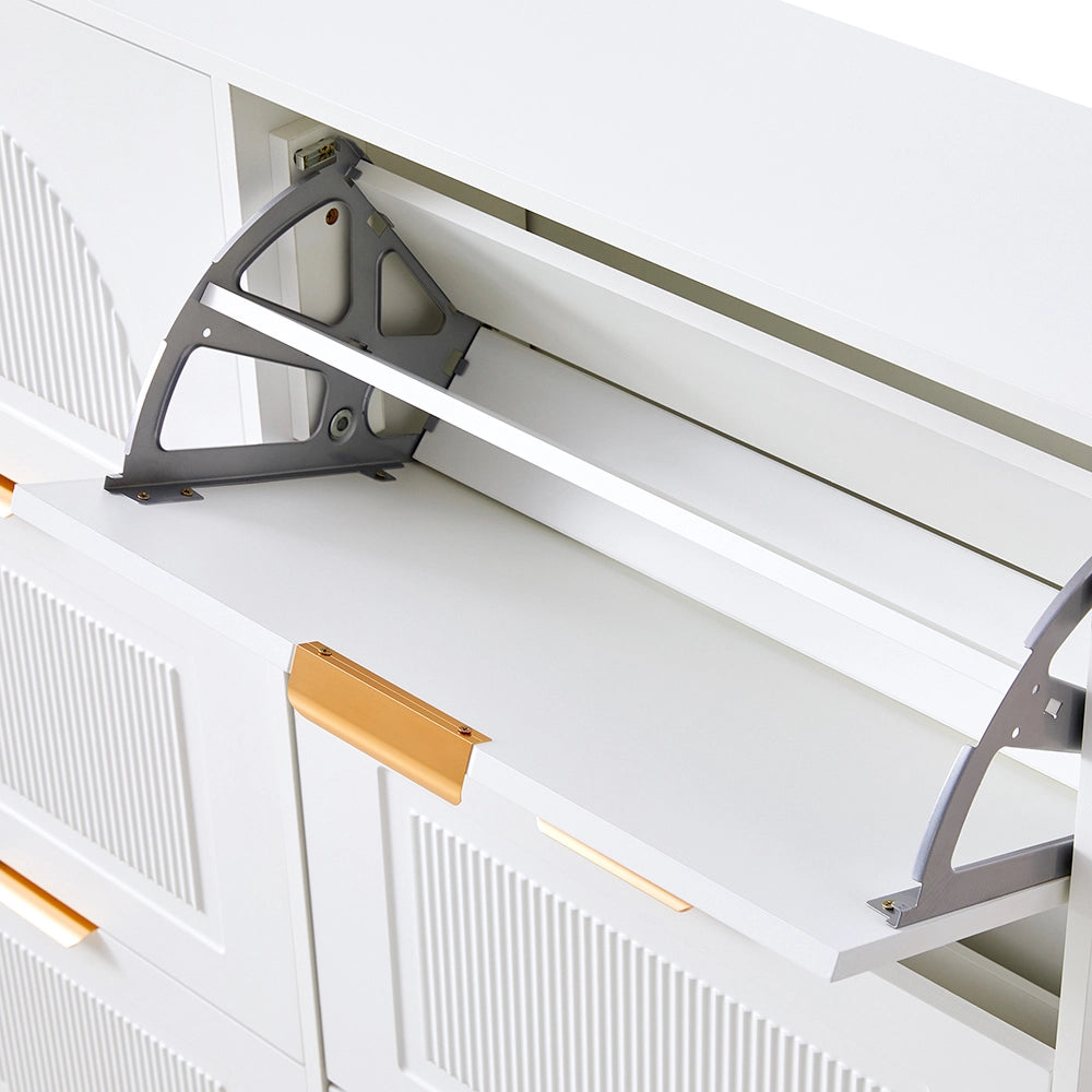 Scarpiere moderna 6 scomparti - Xylo - L118xH115xP25 cm - Bianco - Apertura a ribalta per ingresso/corridoio