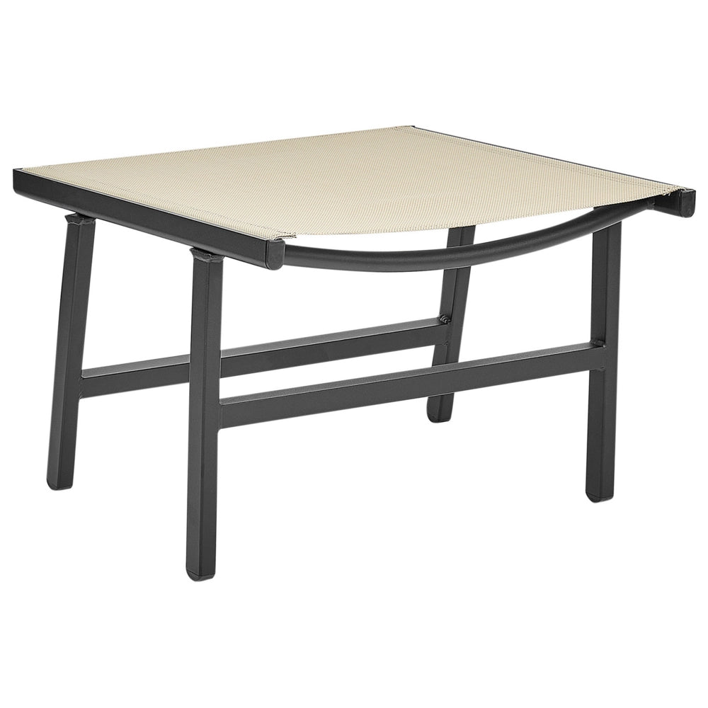 Sedia da giardino Sedile in textilene beige e nero Schienale in metallo con poggiapiedi Design moderno per esterni
