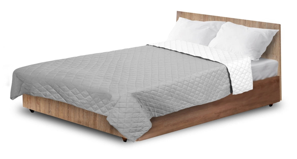 Copriletto AIO FACTORY 200x220 cm Ultrasuoni Grigio e Bianco, Morbida Microfibra