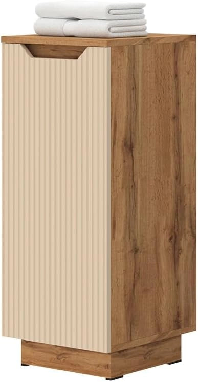 mobiletto bagno Lotta, Rovere/cashmere a righe, 33.4 x 81.9 cm