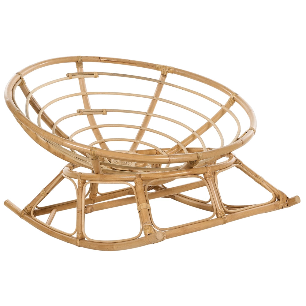 Set di 2 sedie a dondolo in rattan beige chiaro cuscini  tessuto cotone media resistenza per interni esterni naturali giardino patio balcone