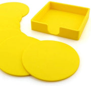 Set di 6 piatti riscaldanti rotondi da 9,8 cm con supporto, piatti riscaldanti in silicone termoresistente, piatti per bicchieri, piatti antiscivolo per bicchieri (gialli)
