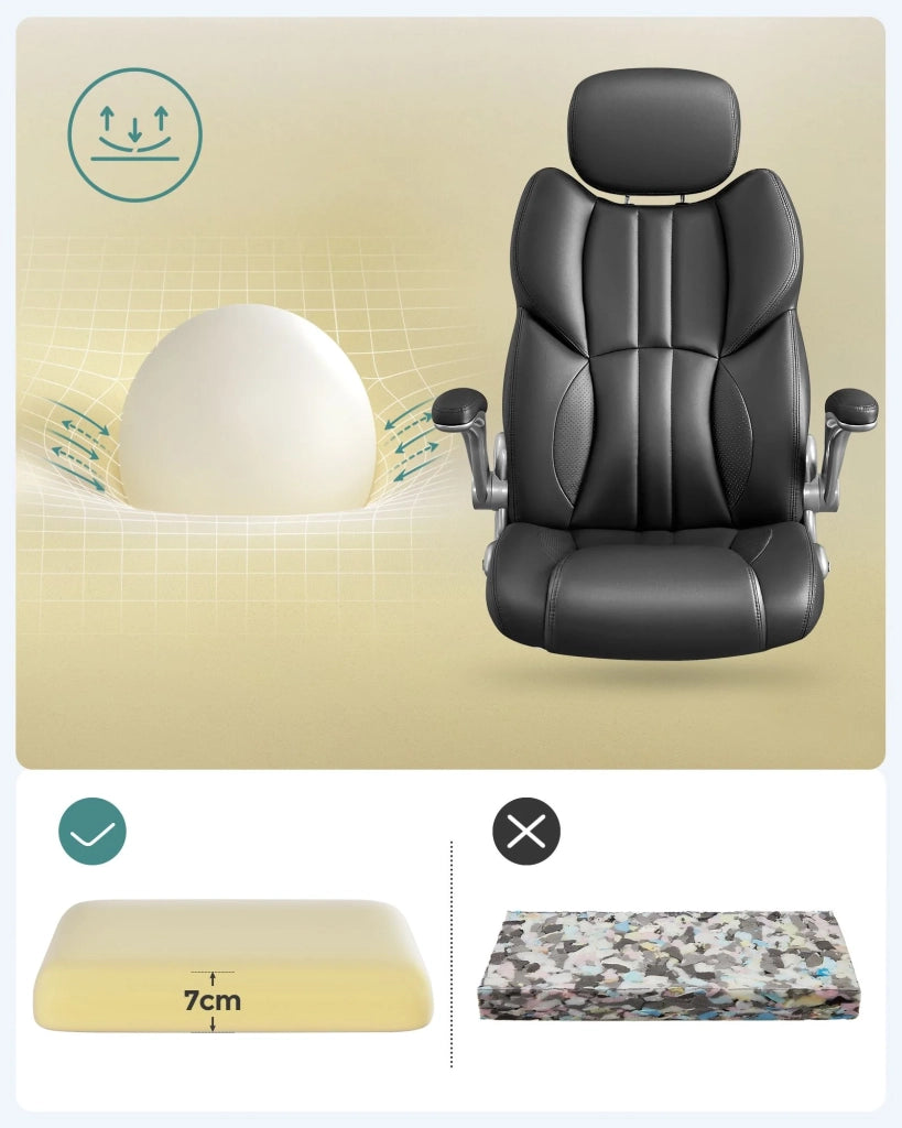 Sedia da ufficio girevole sedia ergonomica con braccioli pieghevoli base a stella in nylon carico massimo 150 kg nero 12_0007403