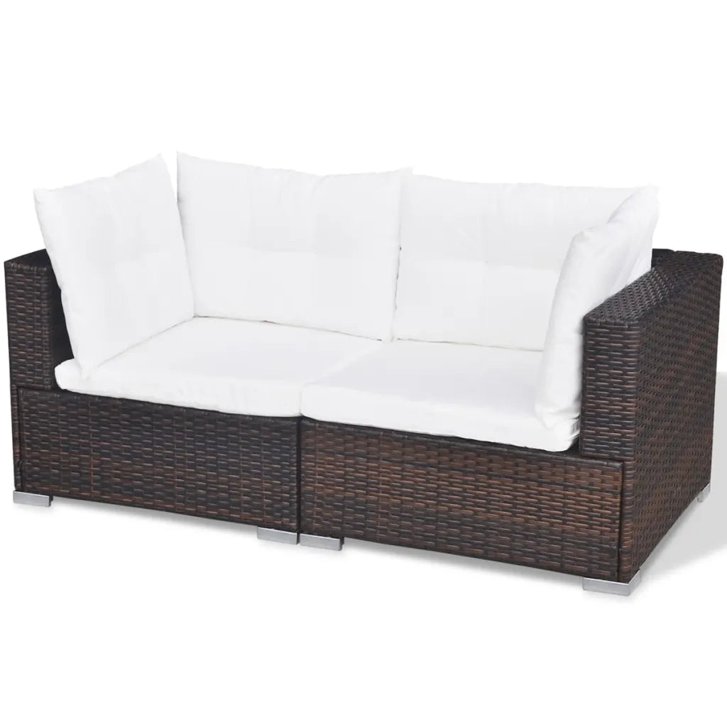 Set Divani da Giardino 10 pz con Cuscini in Polyrattan Marrone 41875