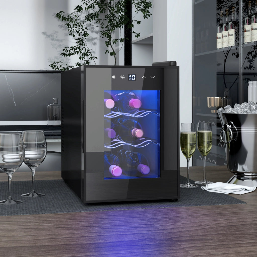 Cantinetta Vino 6 Bottiglie 17L ¨C zephmum ¨C Temperatura Regolabile 8-18¡ã LED Nero