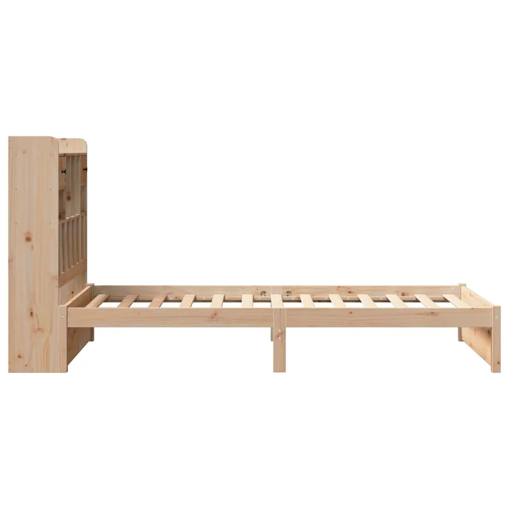 Letto singolo | Letto per adulti | Giroletto con Libreria senza Materasso 75x190 cm in Legno Pino