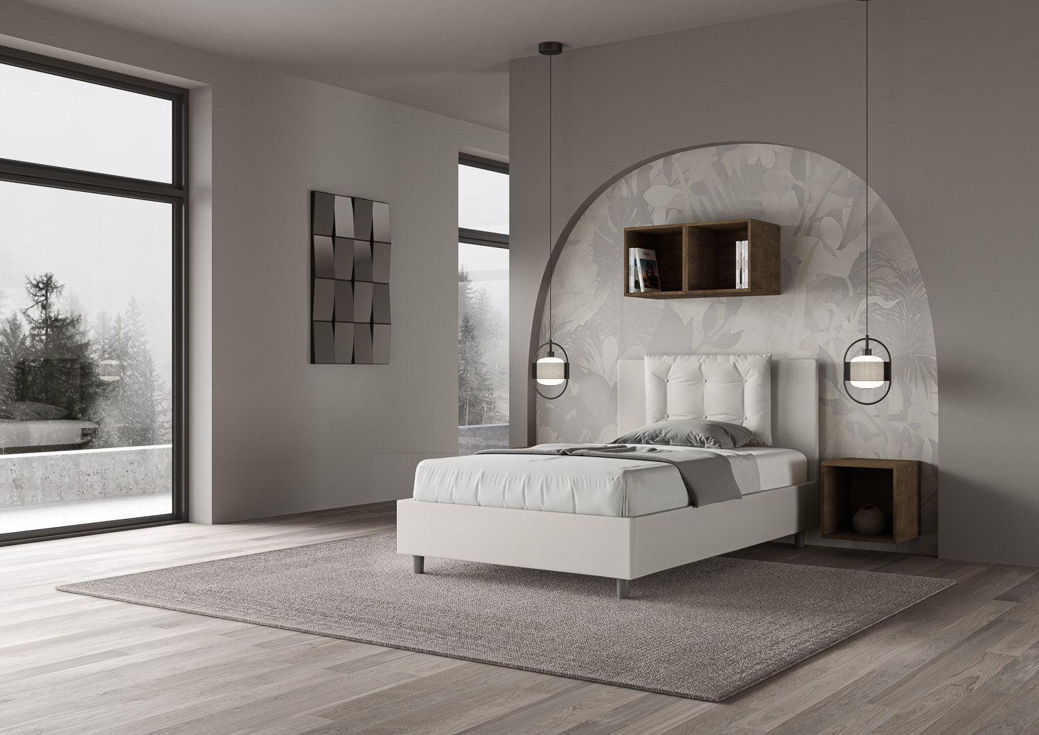 Letto 1 Piazza e Mezzo 120x210 cm Senza Rete Annalisa Bianco