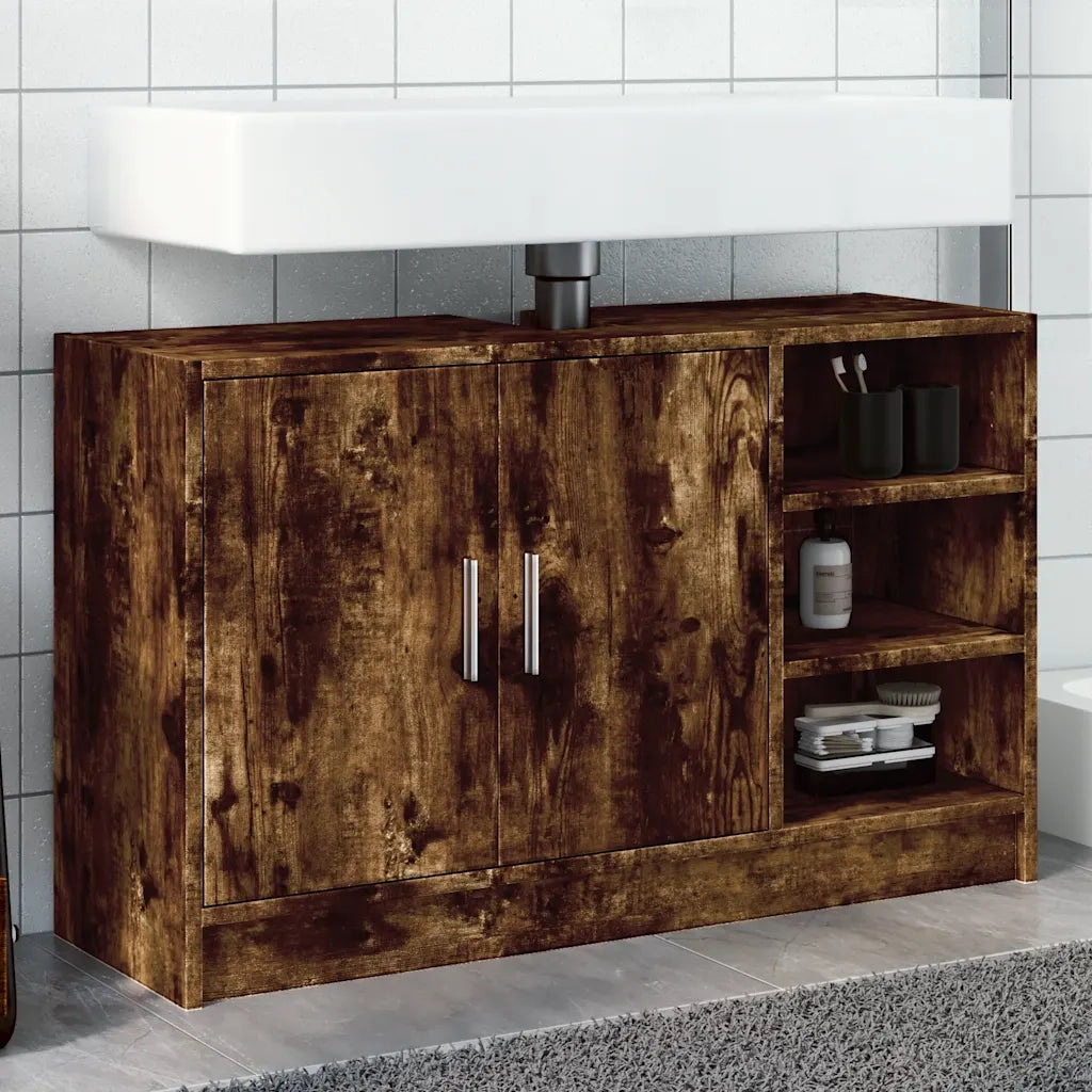 Mobile Lavabo | Armadio Lavabo Rovere Fumo 90x29x55 cm in Truciolare